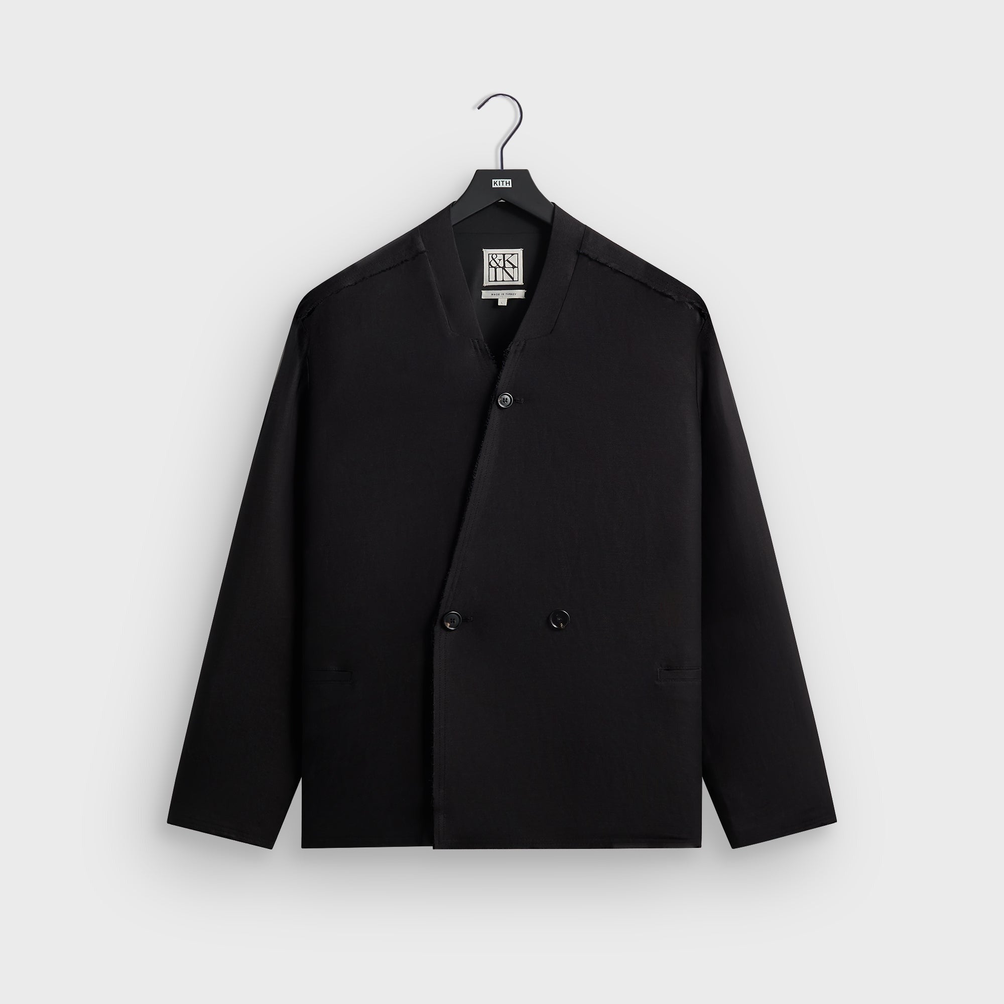 &Kin Long Sleeve Linen Viscose Twill Mathis Shirt - Black