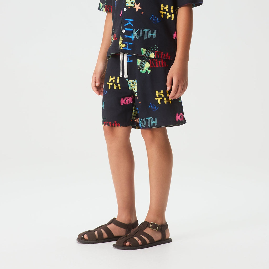 Kith Kids Thompson Camp Tossed Monogram Short - Nocturnal