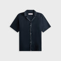 Orlebar Brown Maitan Relaxed Fit Embroidered Seersucker Shirt - Night Iris