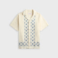 Orlebar Brown Maitan Relaxed Fit Carnival Embroidery Shirt - White Sand / Nightfall Blue