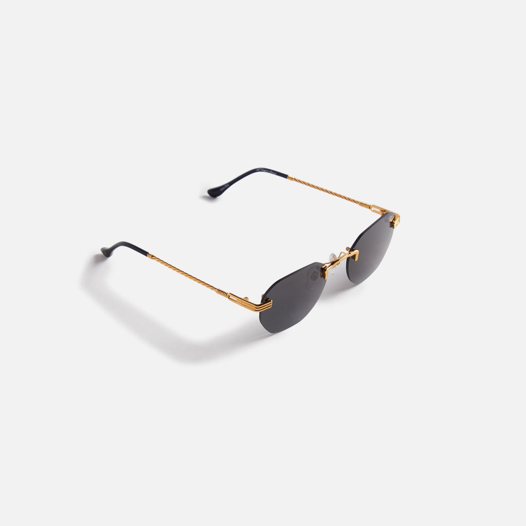 Vintage Frames Detroit Player Drill Mount 24kt Gold Sunglasses - Black