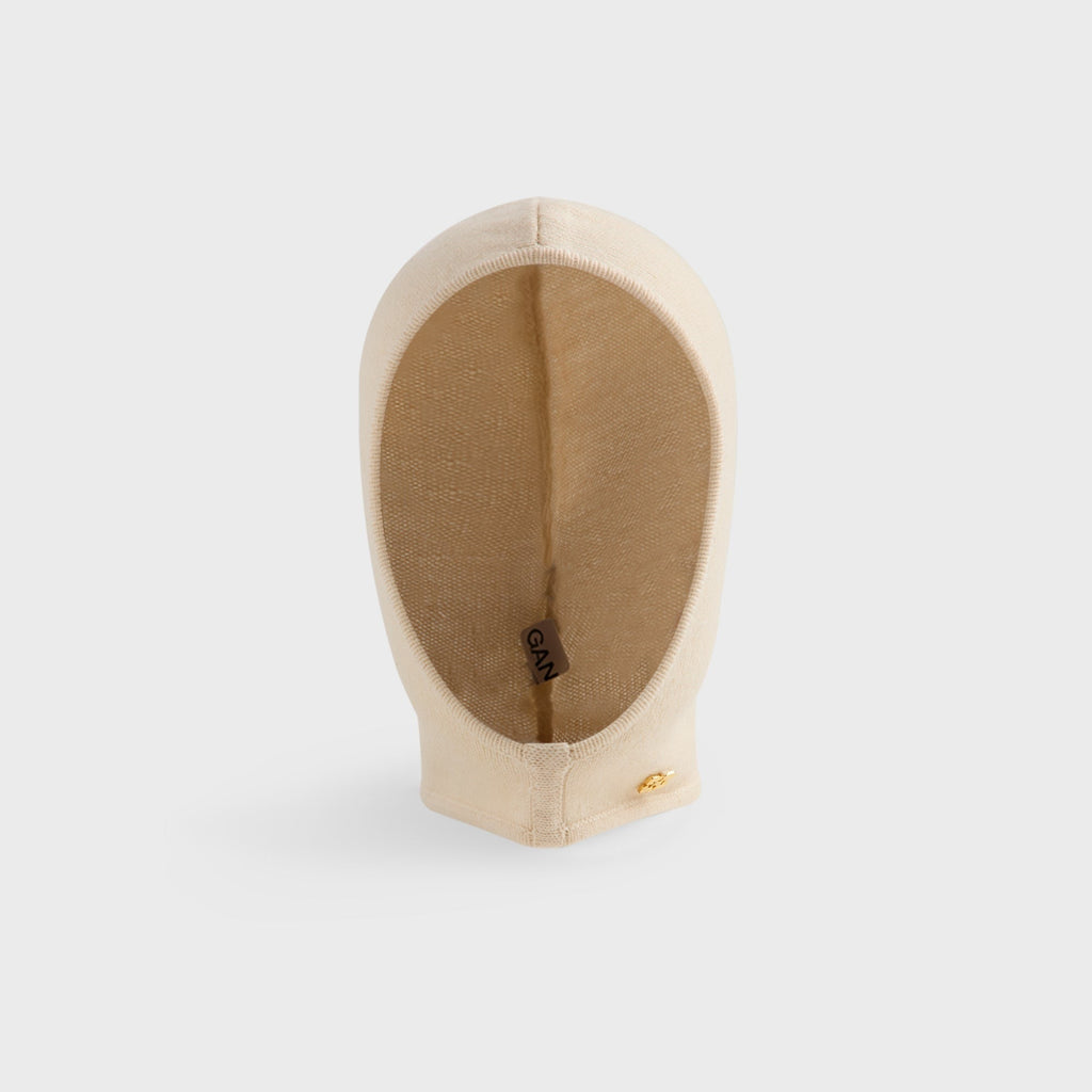 Ganni Wool Yak Mix Balaclava - Egret
