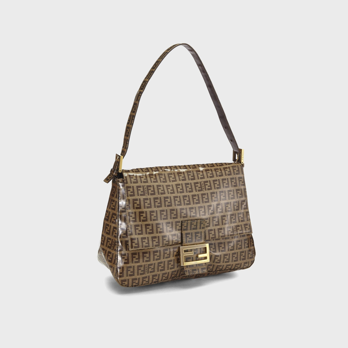 WGACA Fendi Patent Mamma Shoulder Bag - Brown