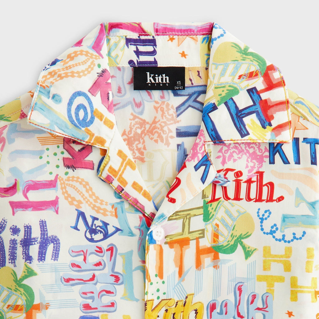 Kith Kids Thompson Camp Sketched Monogram Shirt - Silk
