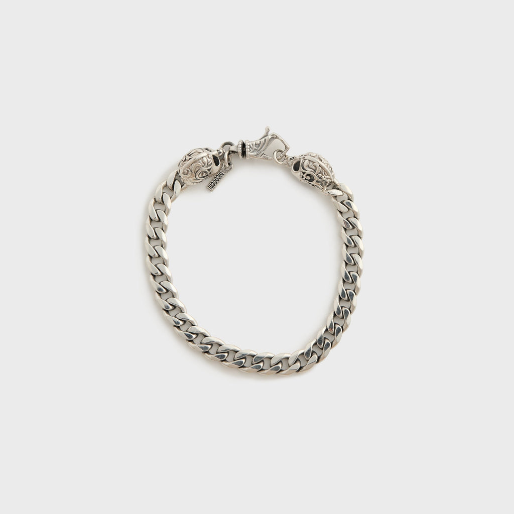 Emanuele Bicocchi Flourish Skull Chain Bracelet Small - Silver