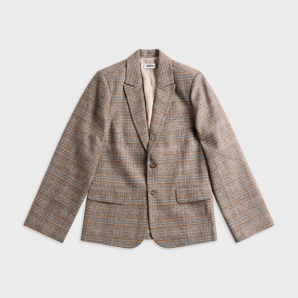GUIZIO Oversized Blazer - Tartan Plaid