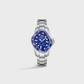 LAARVEE Silver Precision Steel Watch - Blue Ceramic Bezel / Blue Dial