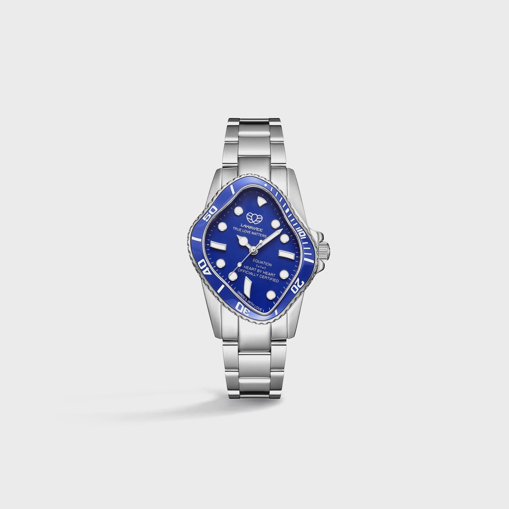 LAARVEE Silver Precision Steel Watch - Blue Ceramic Bezel / Blue Dial