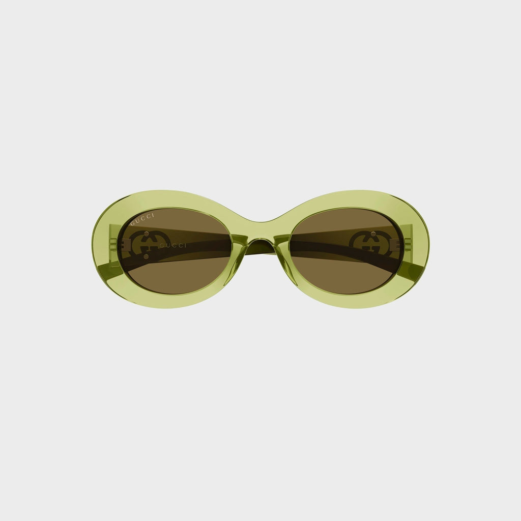 Gucci Oval Frame Sunglasses - Green / Brown