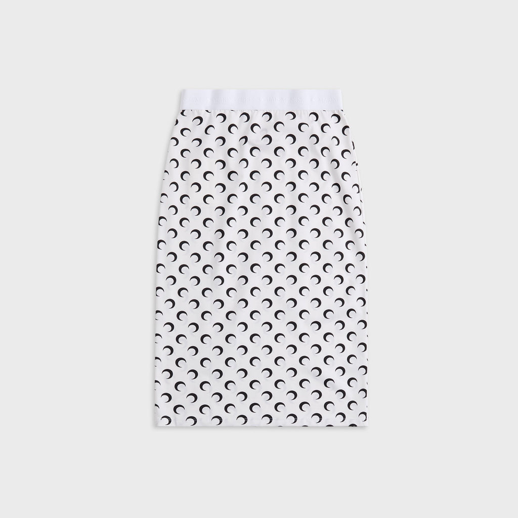 Marine Serre Moon Printed Jersey Knee Length Skirt - White