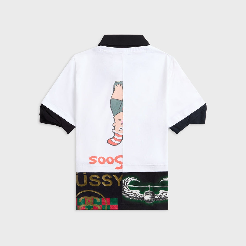 Marine Serre Upcycled Jersey Polo Shirt - White