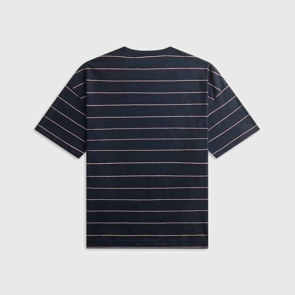A.P.C. Loose Tee with Pink Stripes - Marine Blue