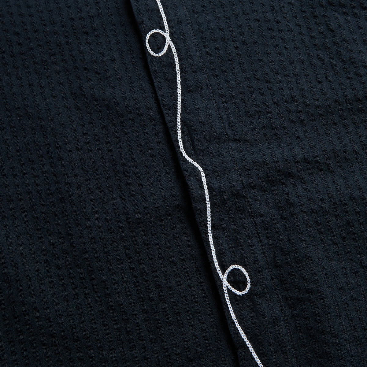 Orlebar Brown Maitan Relaxed Fit Embroidered Seersucker Shirt - Night Iris