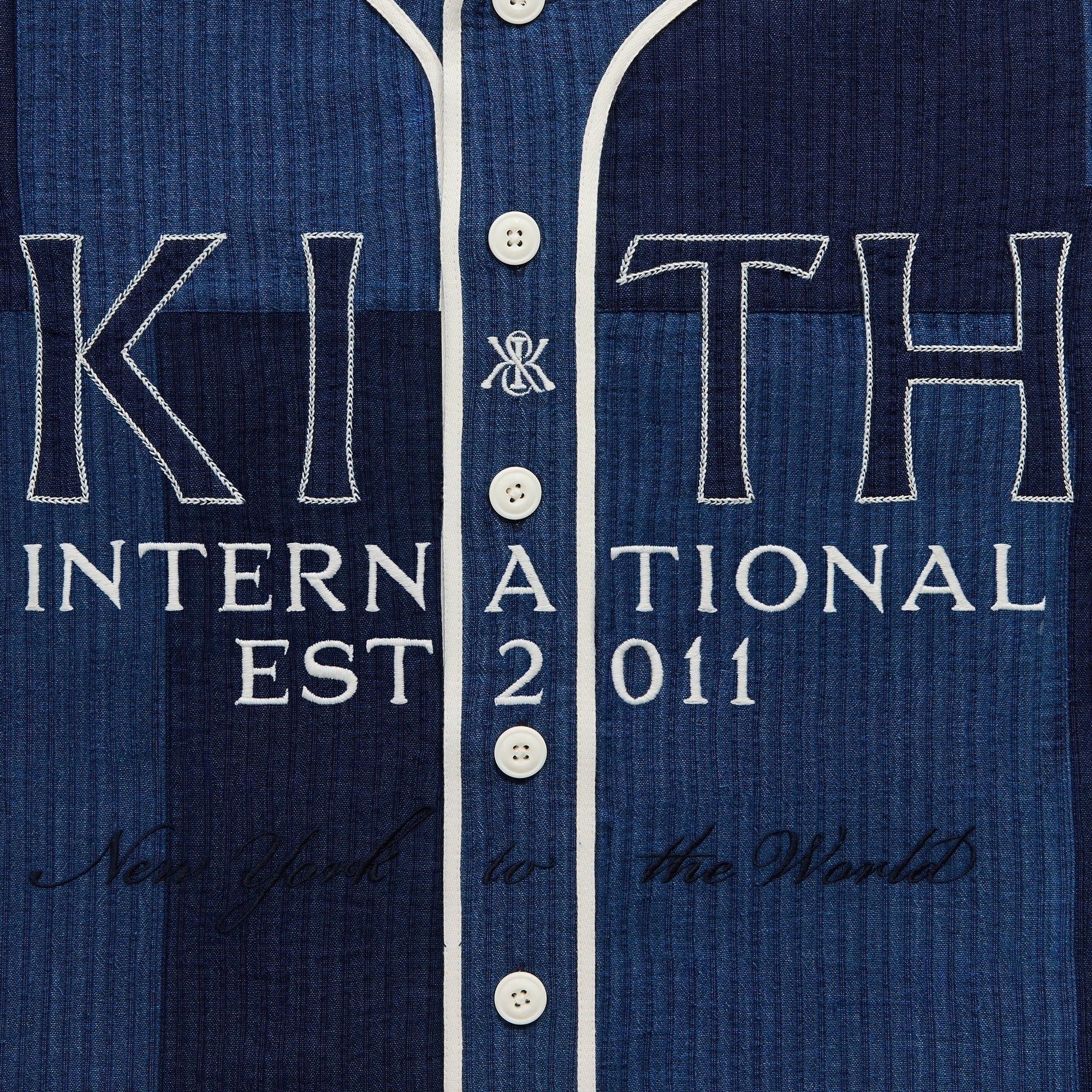 Kith Patchwork Indigo Seersucker Short Sleeve Daley Shirt - Indigo