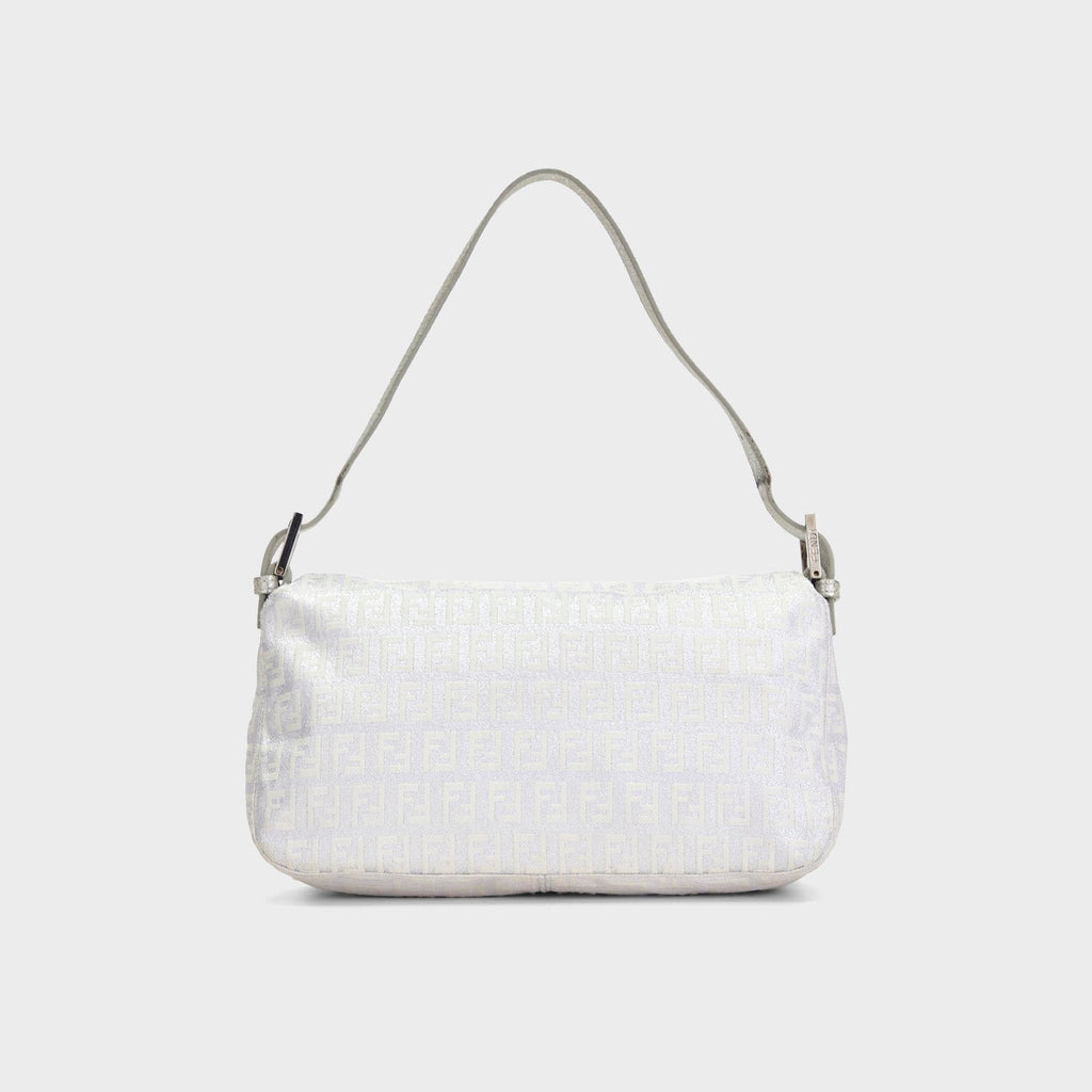 WGACA Fendi Zucchino Canvas Forever Baguette Bag - Silver