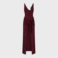 The Attico Knotted Ribbed Lyocell Midi Dress - Dark Grape