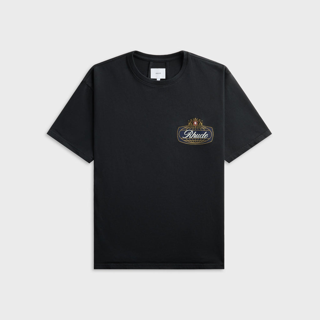 Rhude Safari Crest Tee - Vintage Black / Blue / Red