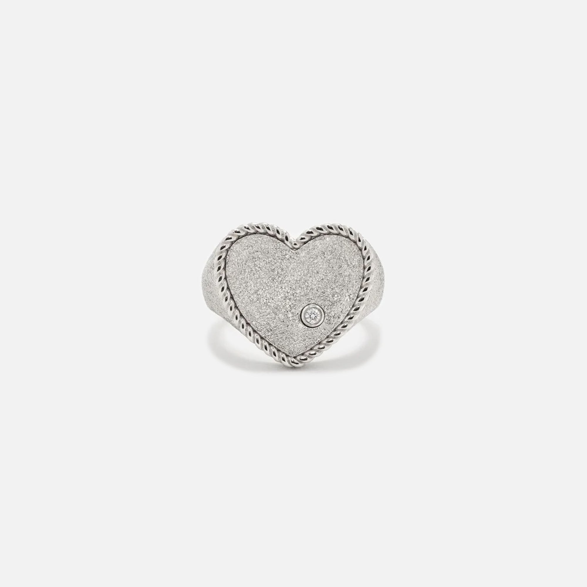 Yvonne Leon Chevaliere Coeur Pailletee OR Blanc - White Gold
