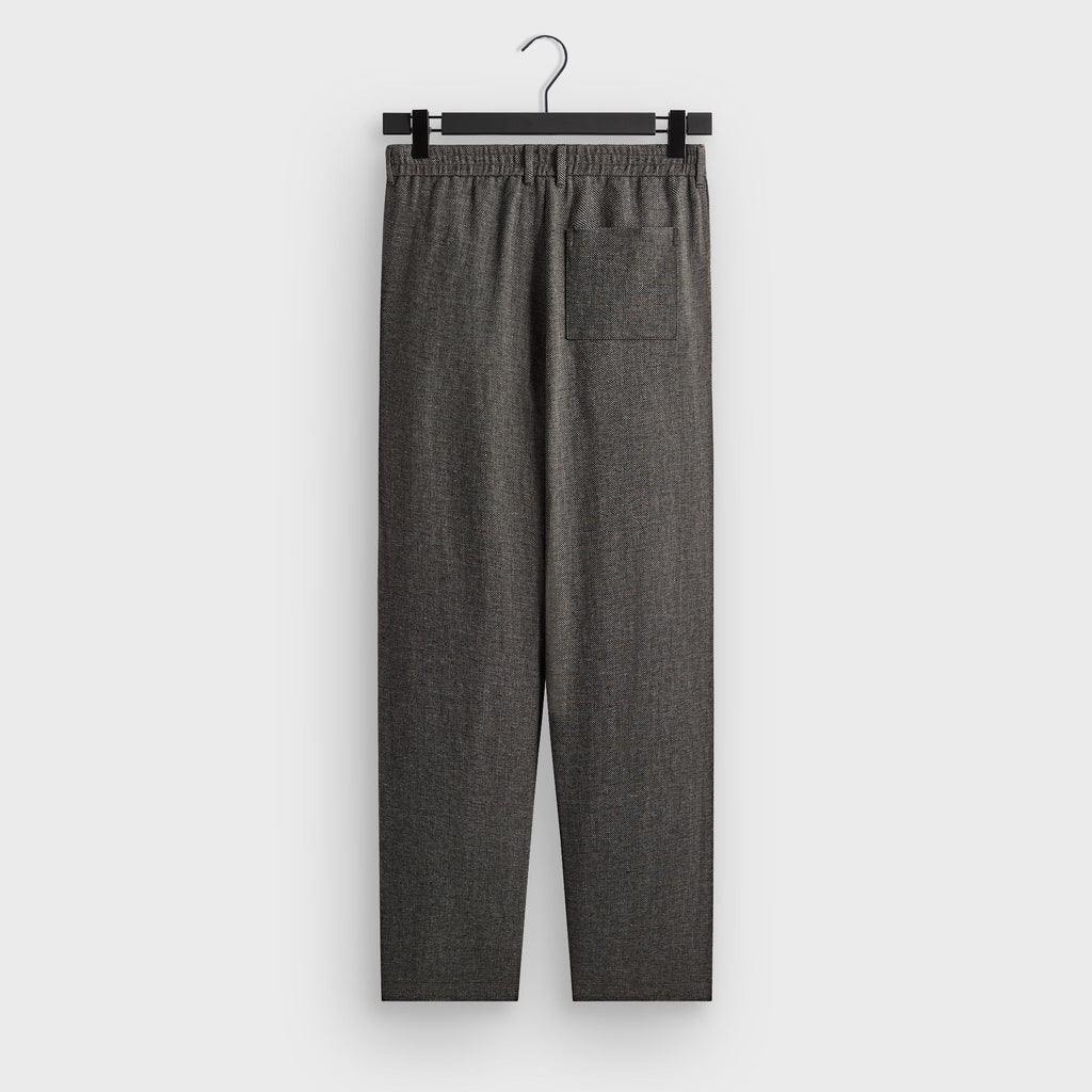 &Kin Textured Linen Flax Brynn Pleated Pant - Black Melange