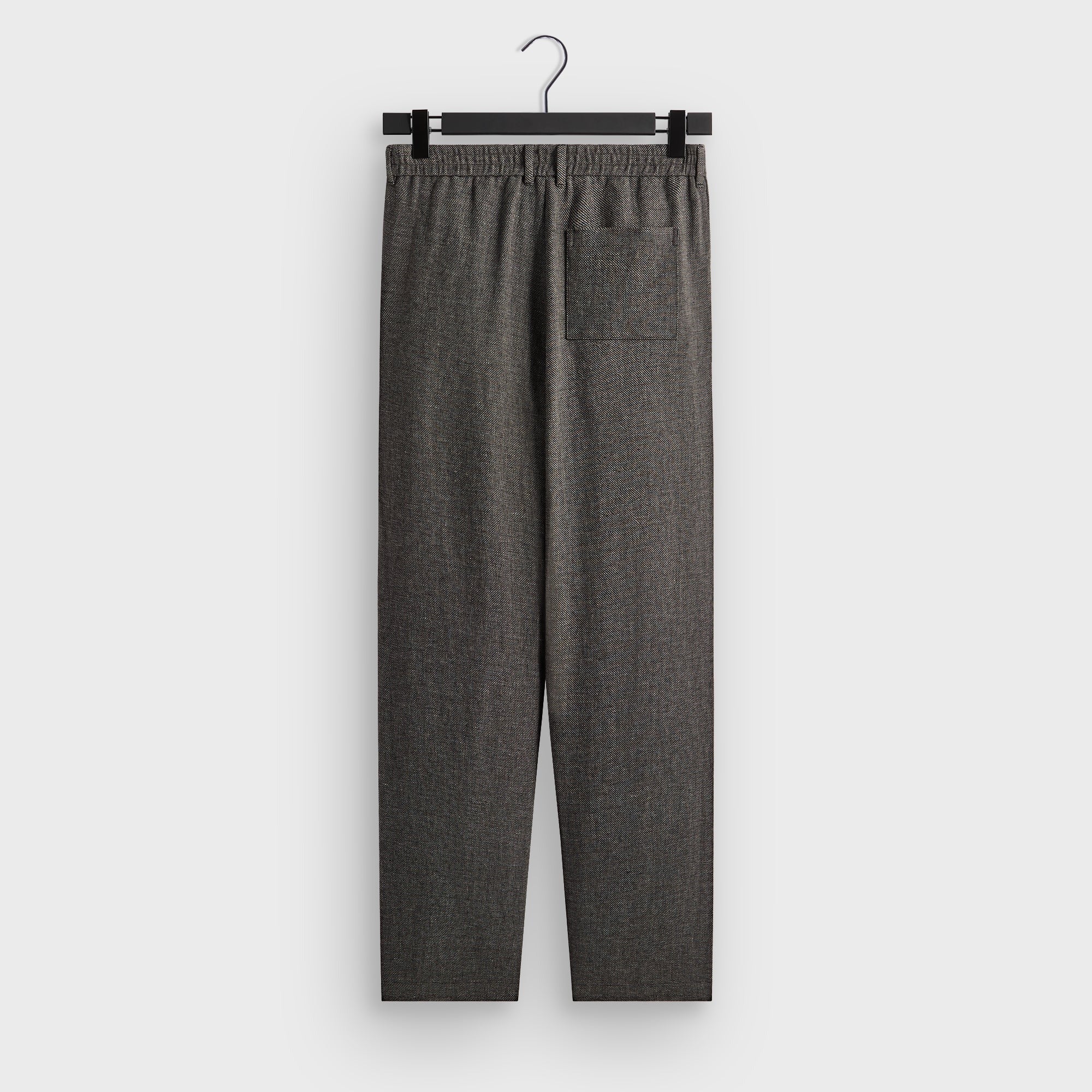 &Kin Textured Linen Flax Brynn Pleated Pant - Black Melange