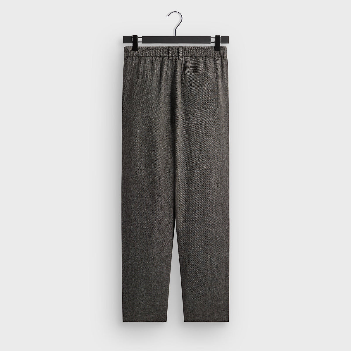 &Kin Textured Linen Flax Brynn Pleated Pant - Black Melange