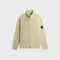 C.P. Company Waffle Knit Cotton Zip Lens Cardigan - Silver / Birch