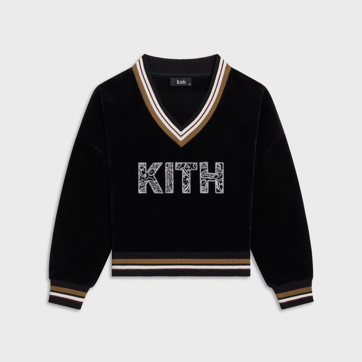 Kith Kids Textured V-Neck Collar Nelson Sweatshirt - Black - PH