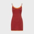 Oseree Double Gem Mesh Mini Dress - Rouge / Orange