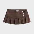 GUIZIO Pleated Micro Mini Skirt - Espresso
