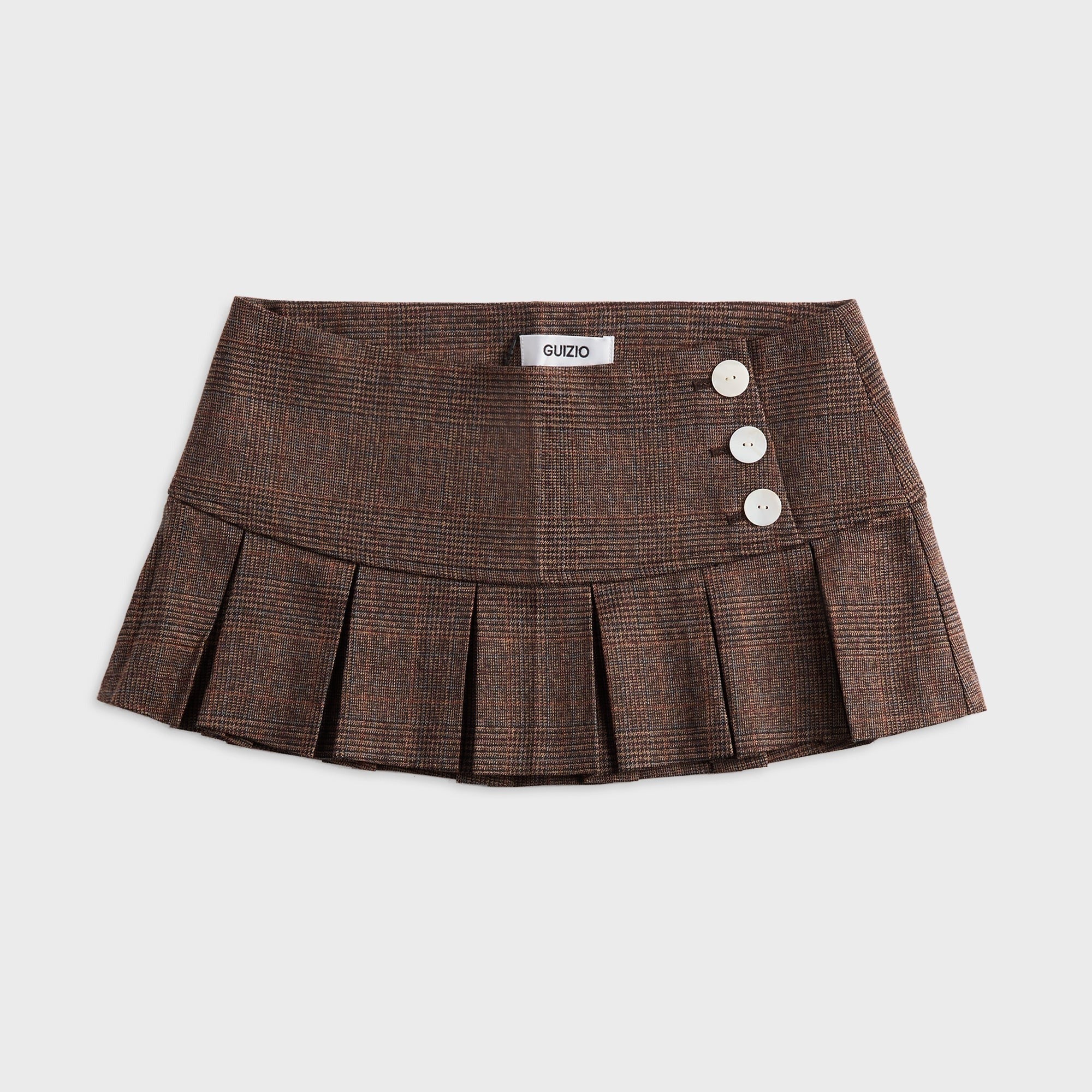 GUIZIO Pleated Micro Mini Skirt - Espresso