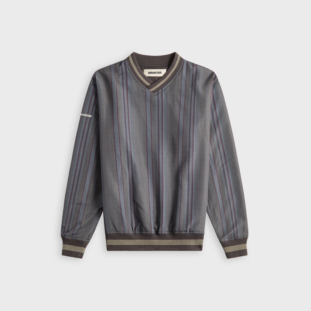 Metalwood Lined V-Neck Pullover Windbreaker - Multicolor