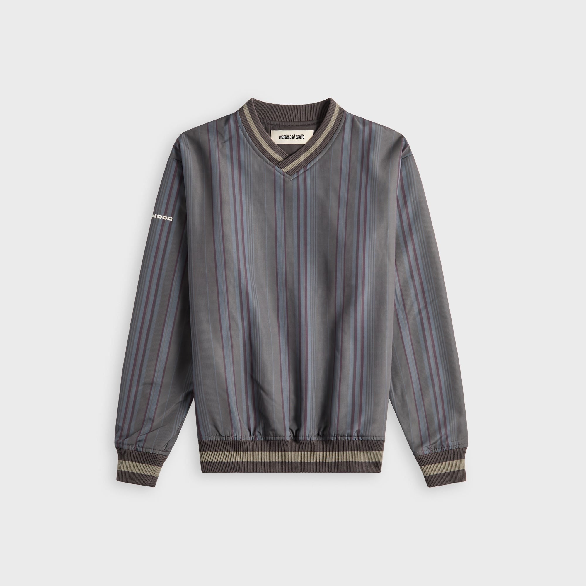 Metalwood Lined V-Neck Pullover Windbreaker - Multicolor