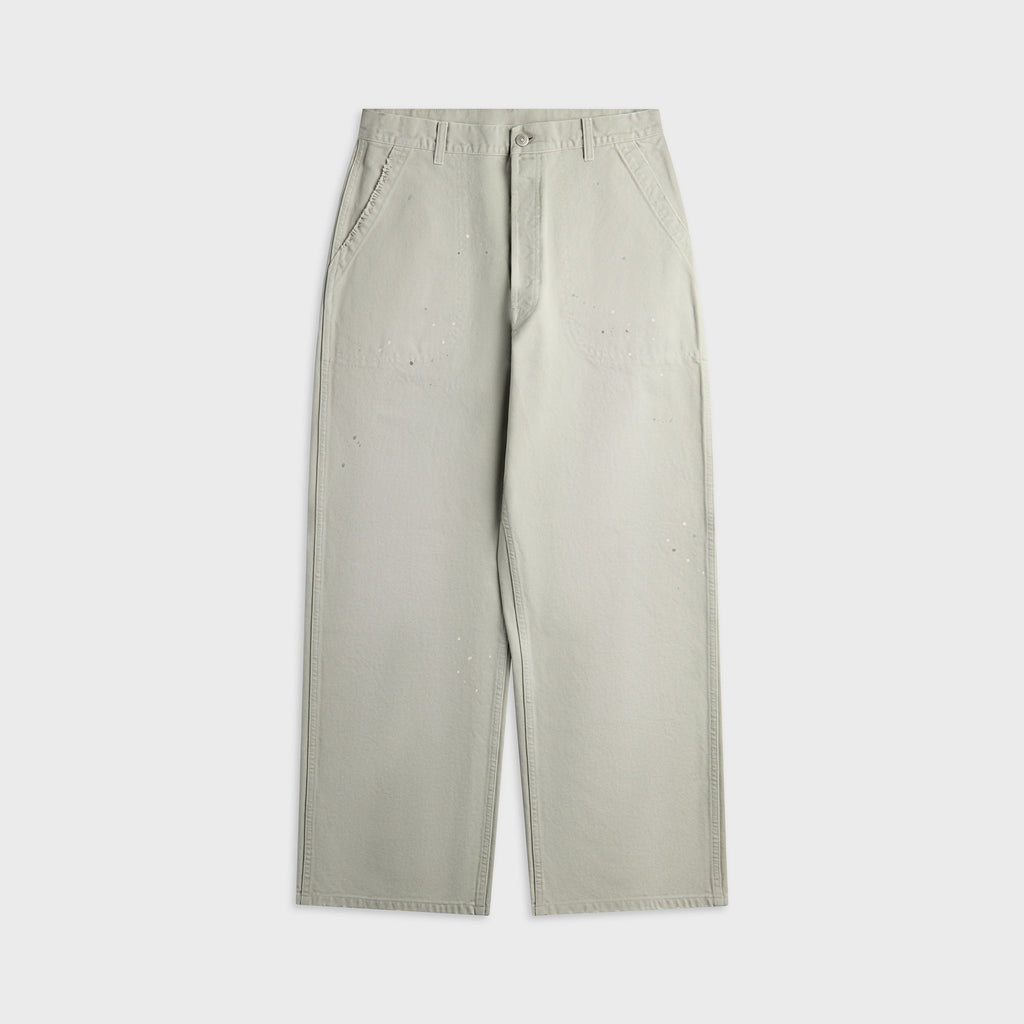 Maison Margiela Wide-Leg Paint Splattered Cotton Canvas Trouser - Gray