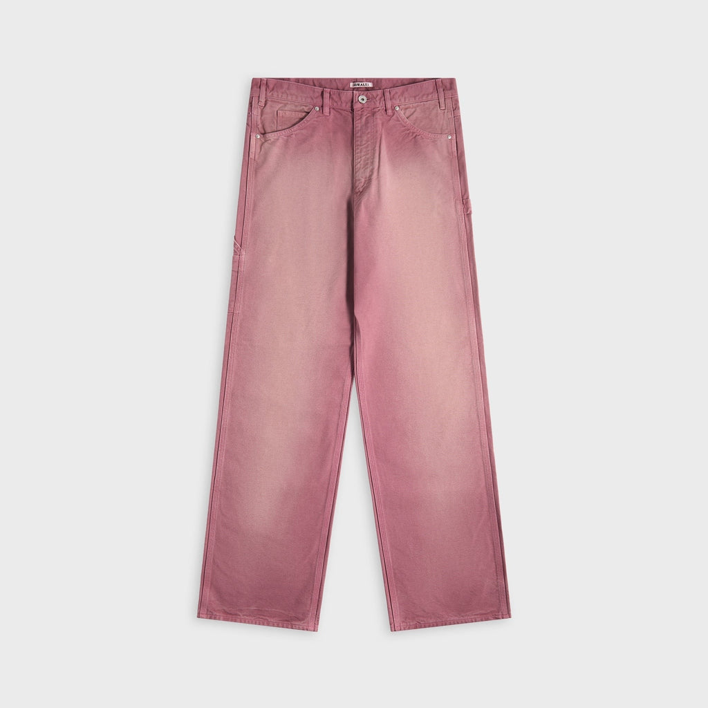 Auralee Product Dyed Organic Cotton Duck Painter Pants - Faded Burgundy
