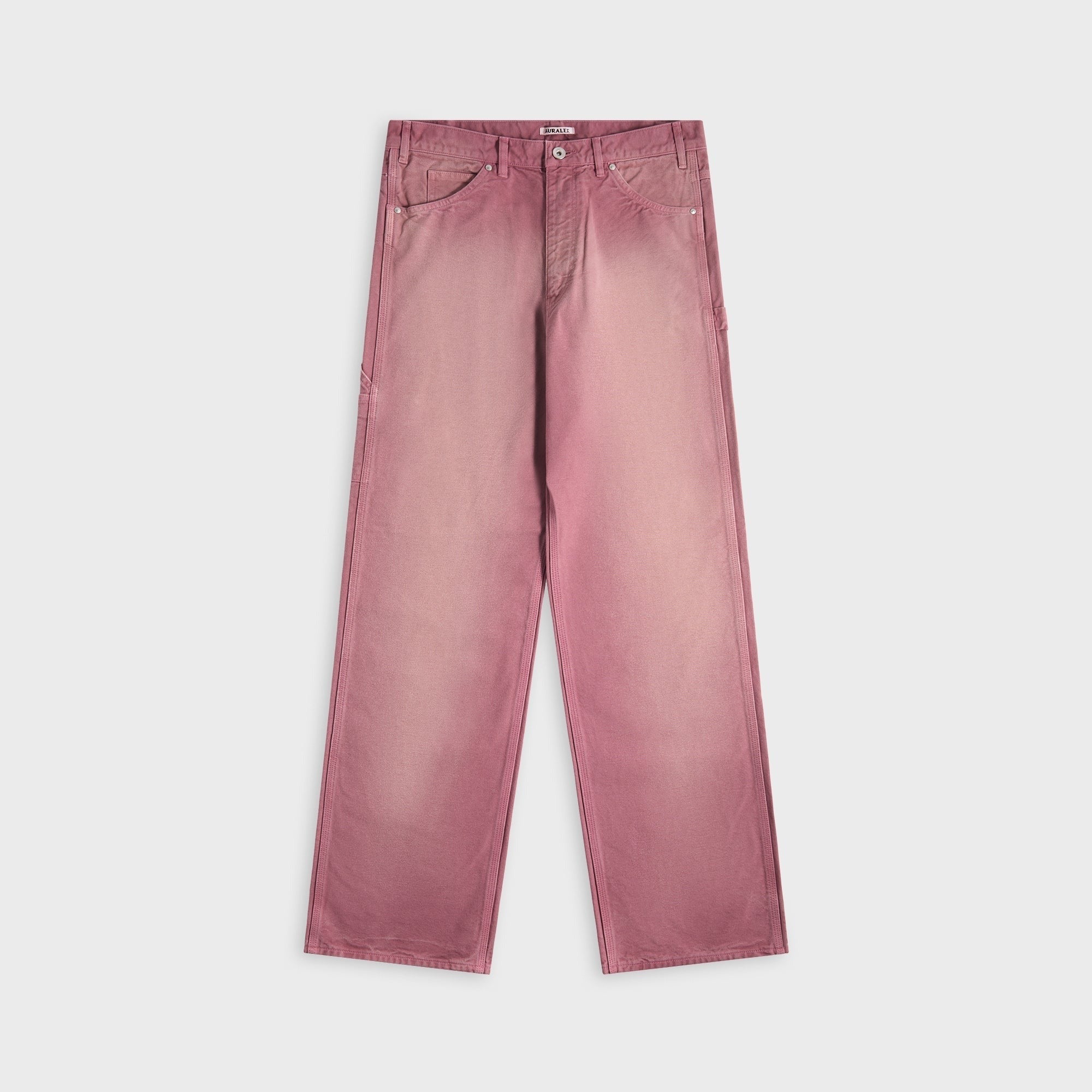 Auralee Product Dyed Organic Cotton Duck Painter Pants - Faded Burgundy