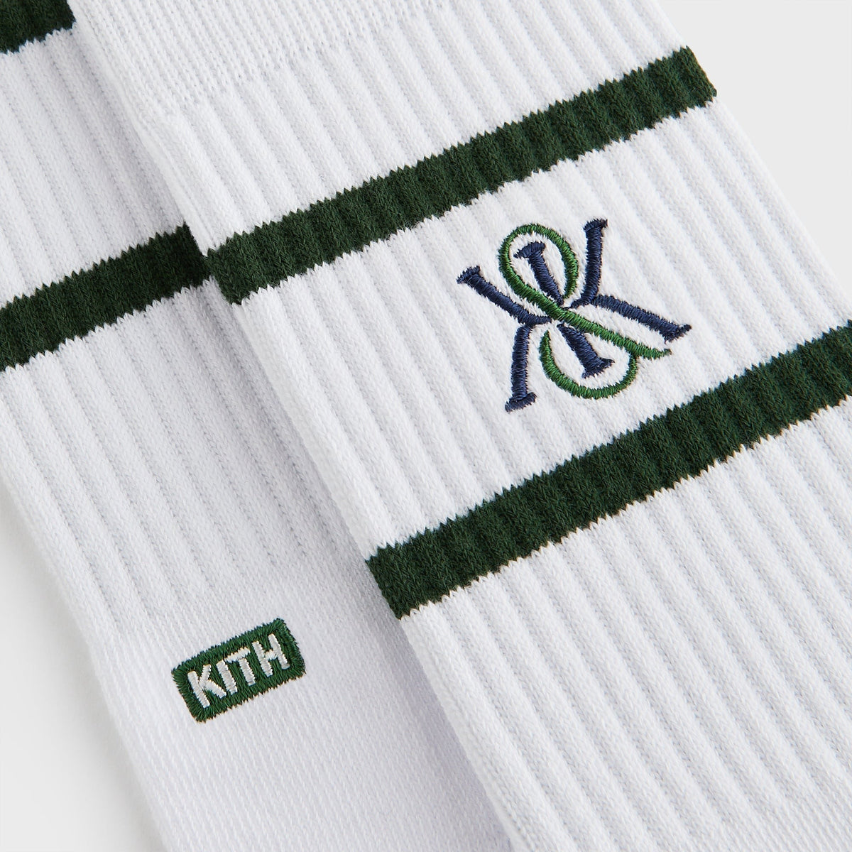 Kith 3-Pack K Crest Striped Cotton Crew Socks - White