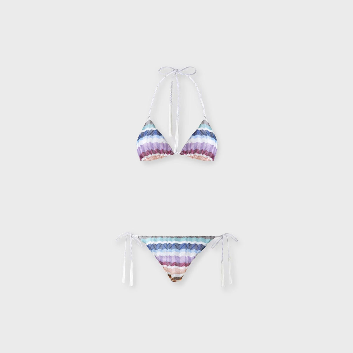 Missoni Zig Zag Tulle Applied Tassels Triangle Bikini Set - Multi