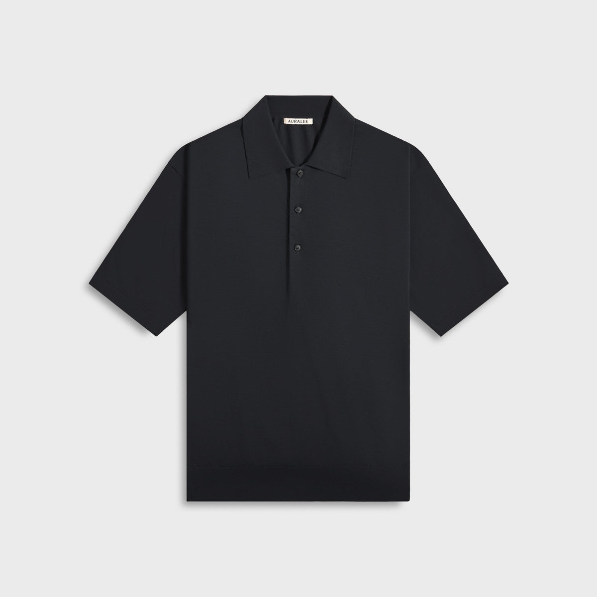 Auralee Super High Gauge Cotton Knit Polo - Dark Navy