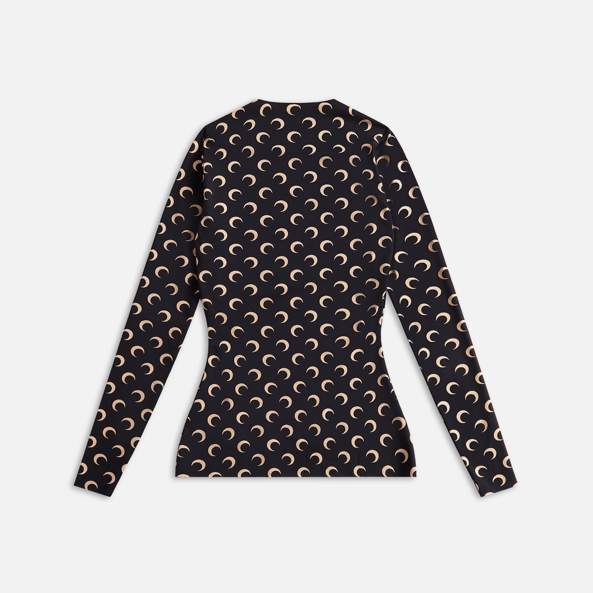 Marine Serre Moon Printed Jersey Second Skin Crewneck - Moon Tan on Black