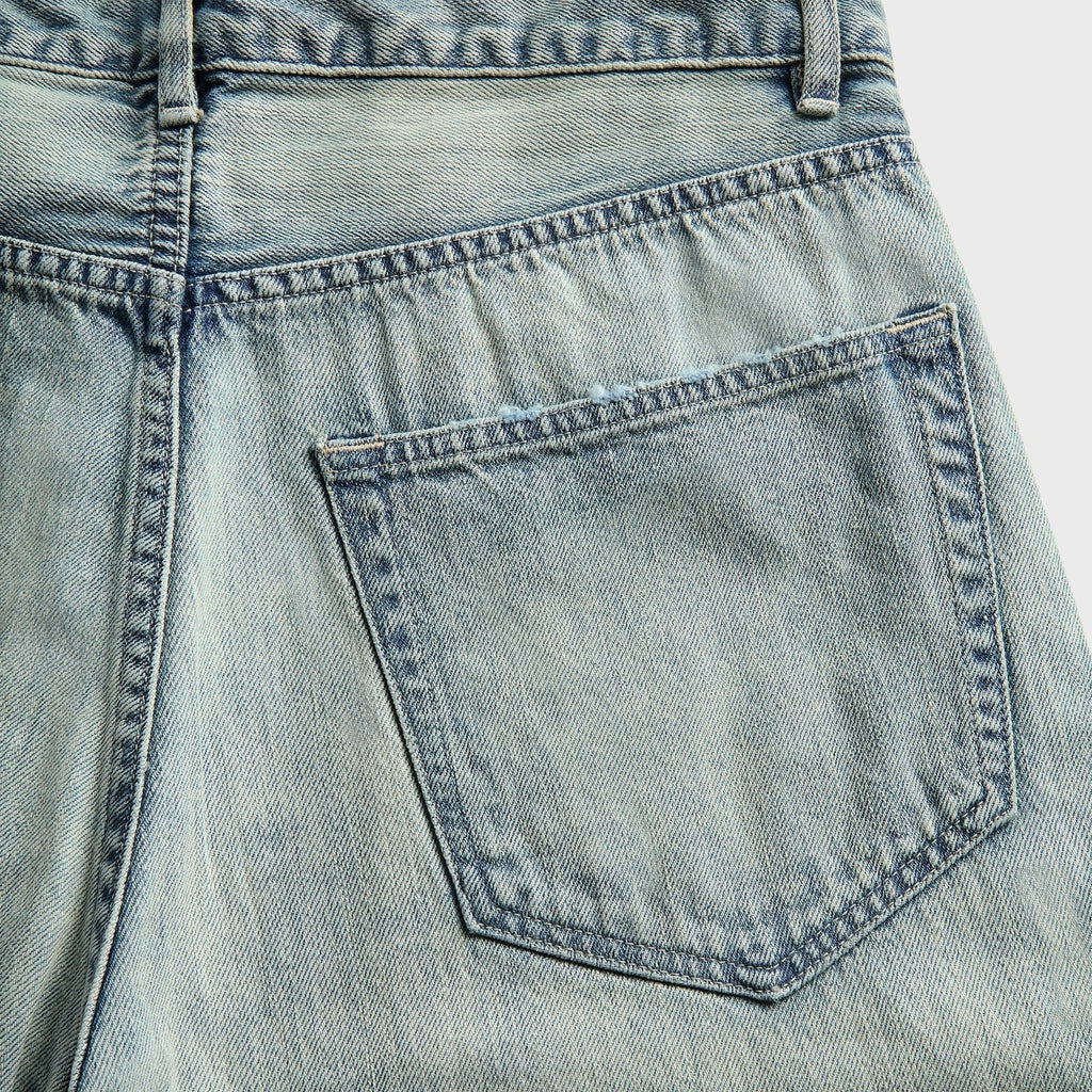 Auralee Faded Selvedge Light Denim Wide Pant - Light Indigo