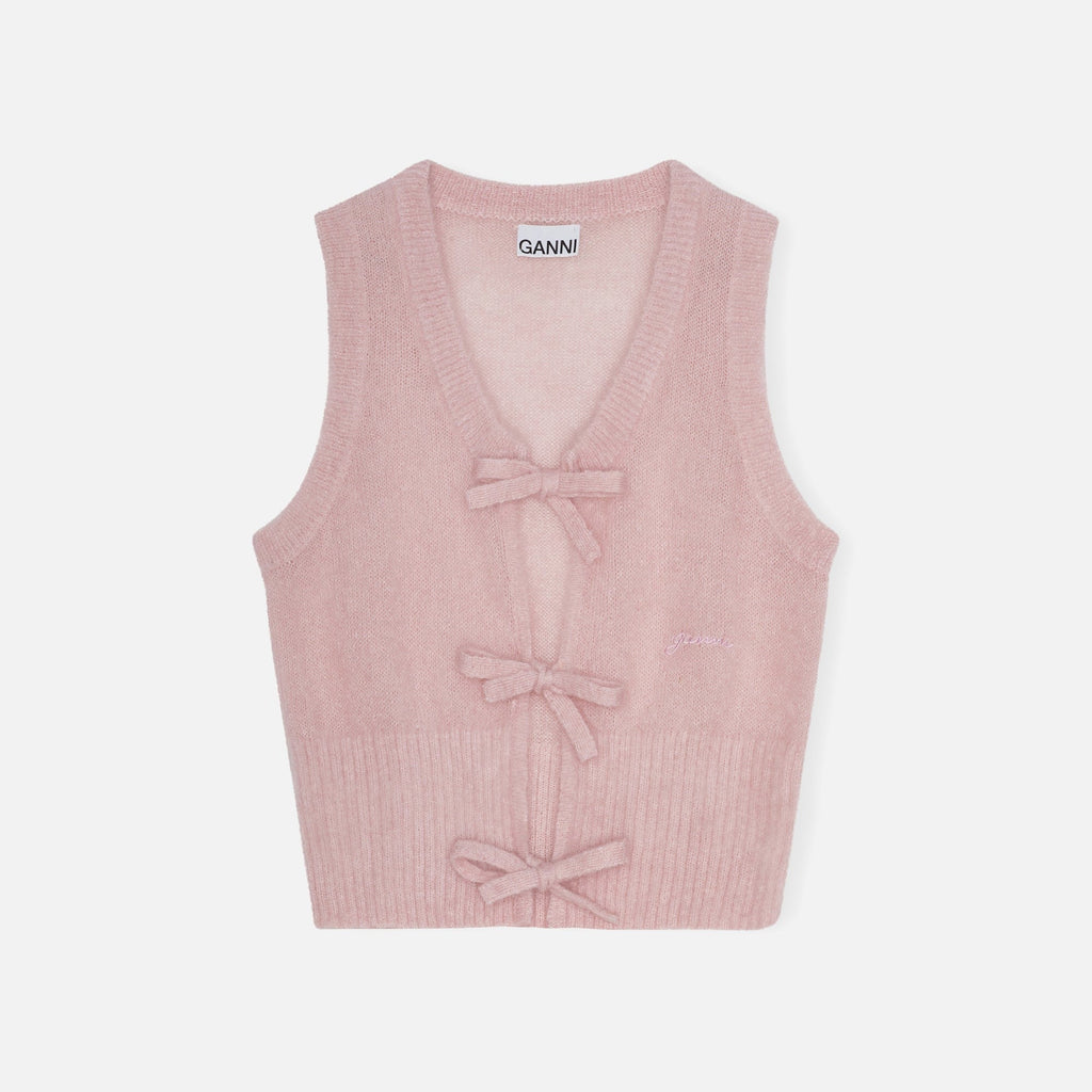 Ganni Light Mohair Tie String Vest - Pink