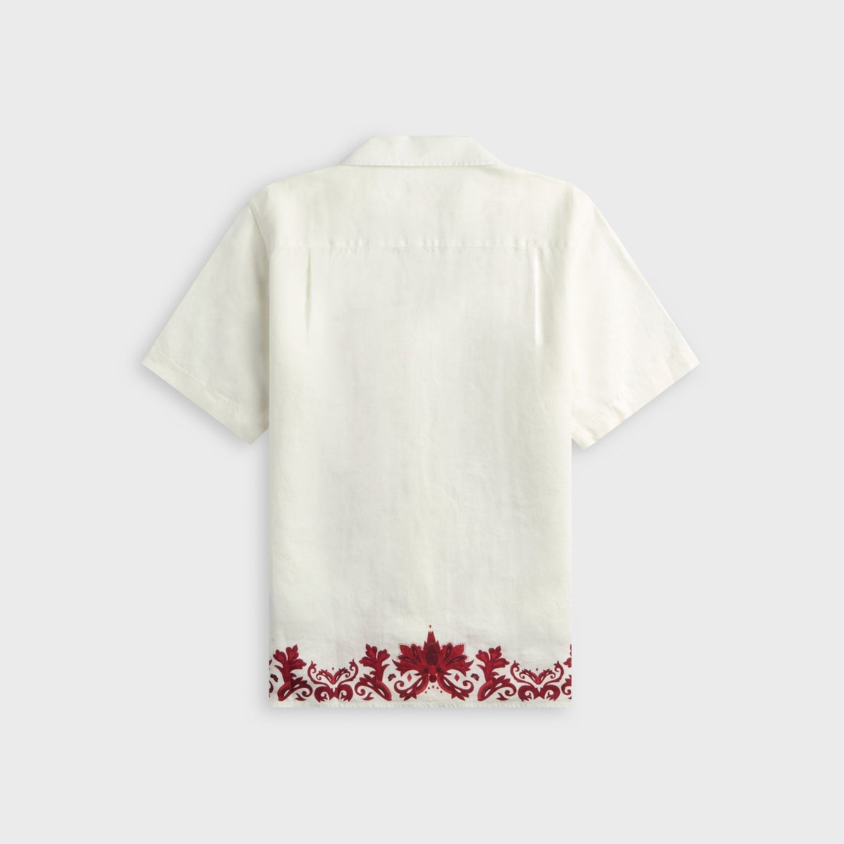 Orlebar Brown Maitan Linen Relaxed Fit Mirabello Border Shirt - White / Vermillion