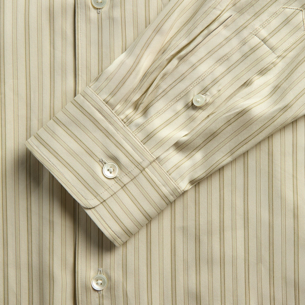 Auralee Cotton Silk Stripe Double Cuff Shirt - White
