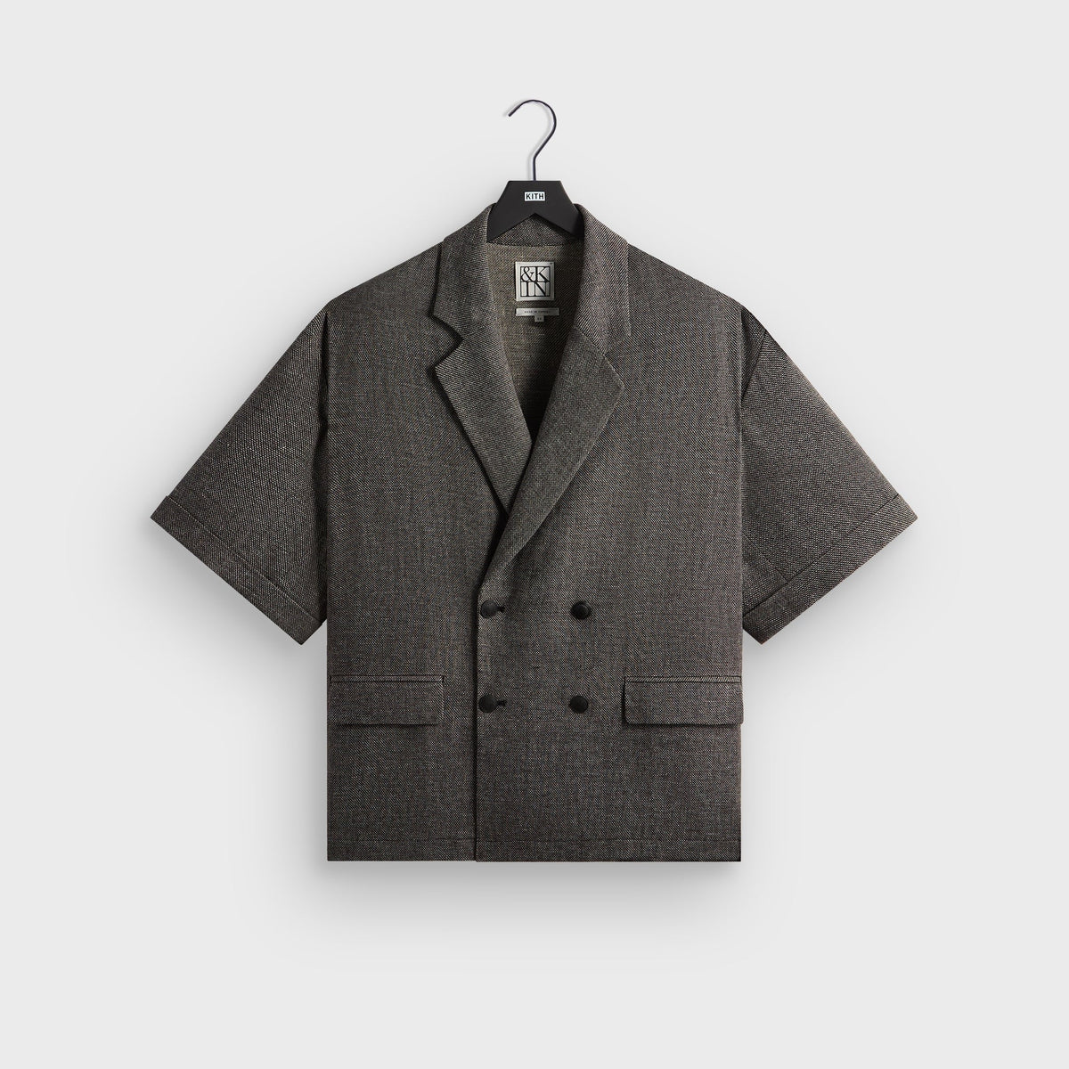 &Kin Textured Linen Ito Blazer - Black Melange