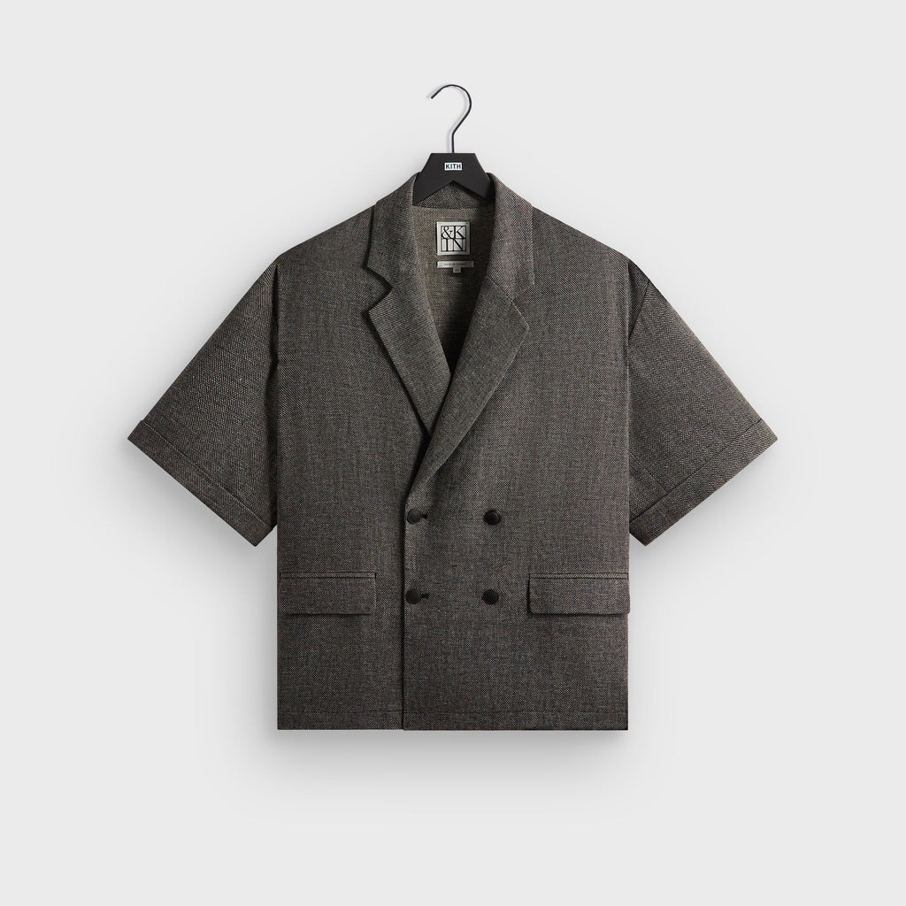 &Kin Textured Linen Ito Blazer - Black Melange