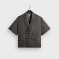 &Kin Textured Linen Ito Blazer - Black Melange