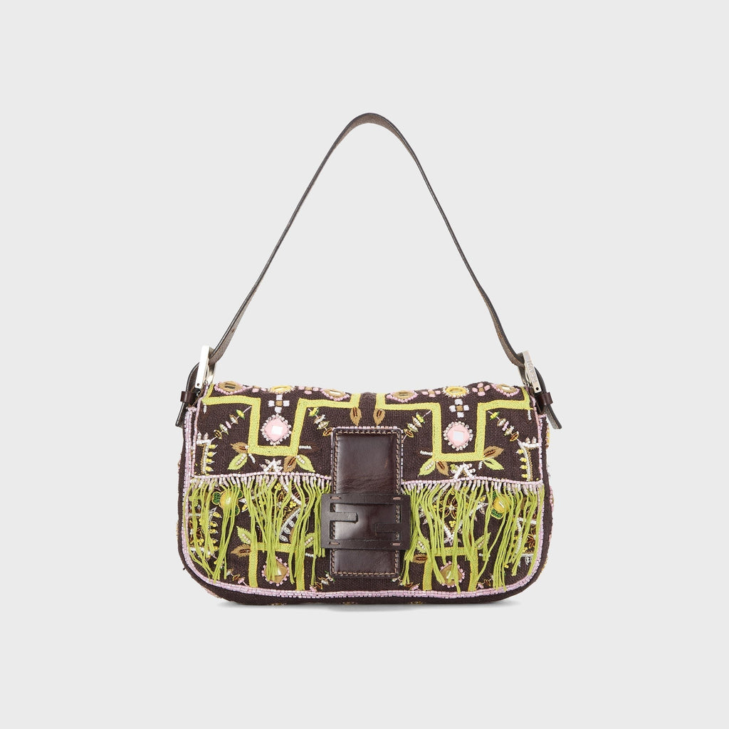 WGACA Fendi Fringe Baguette Handbag - Brown
