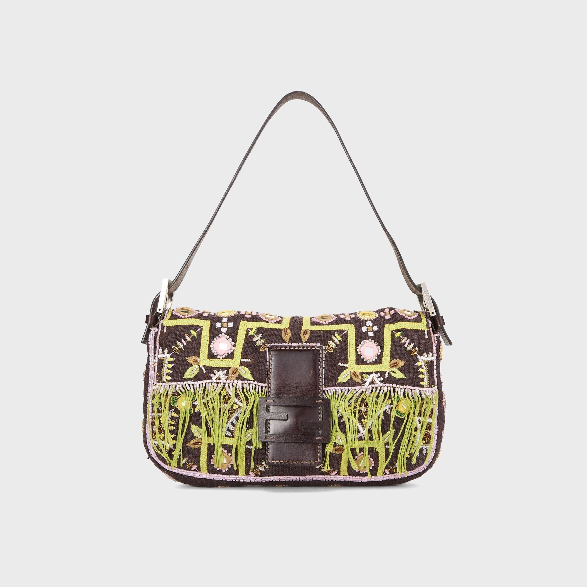 WGACA Fendi Fringe Baguette Handbag - Brown