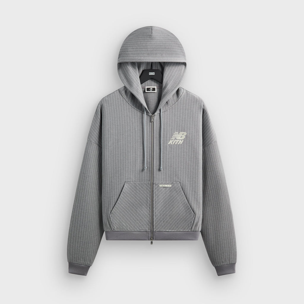 Kith & New Balance Pinstripe Braxton Zip Hoodie - Smoke
