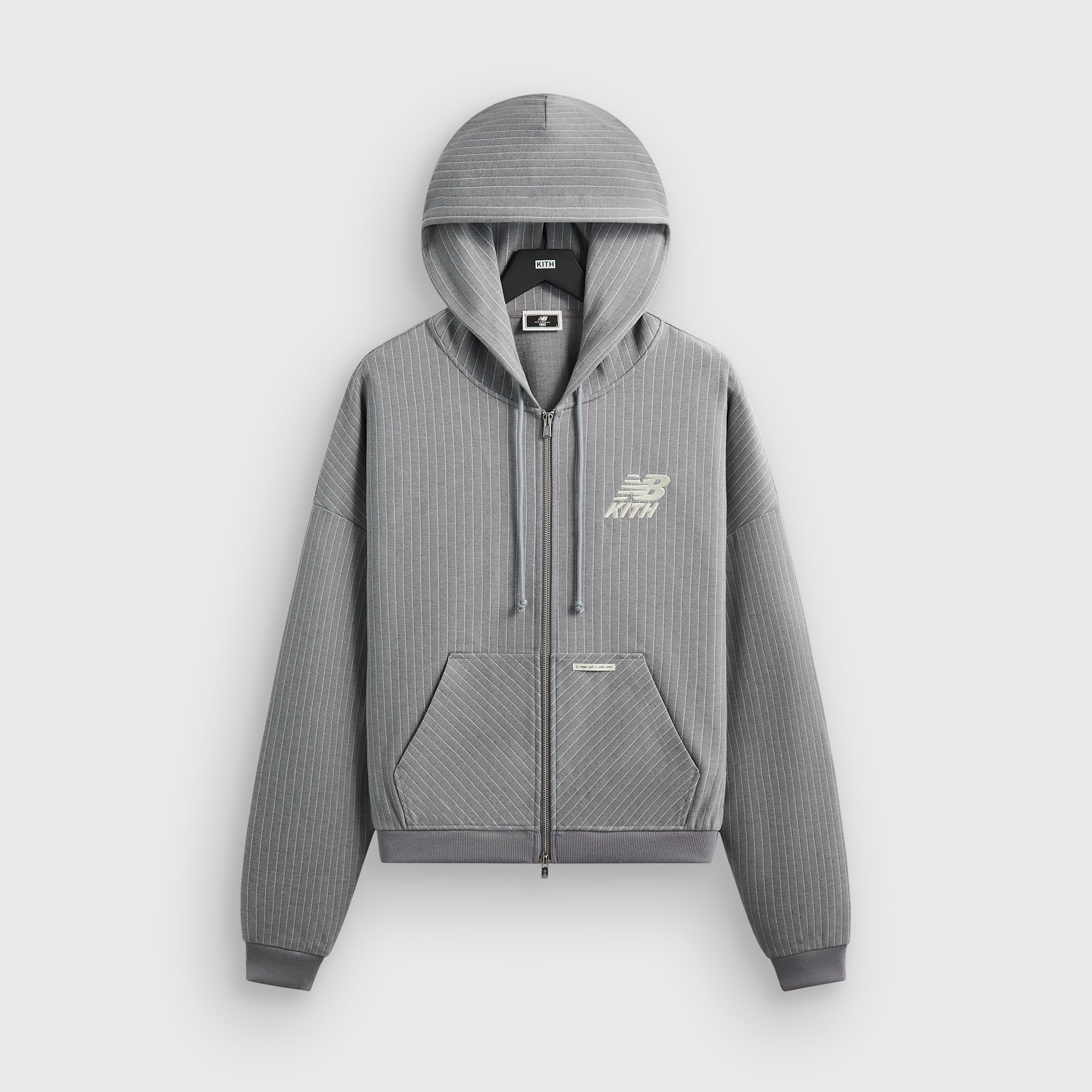 Kith & New Balance Pinstripe Braxton Zip Hoodie - Smoke